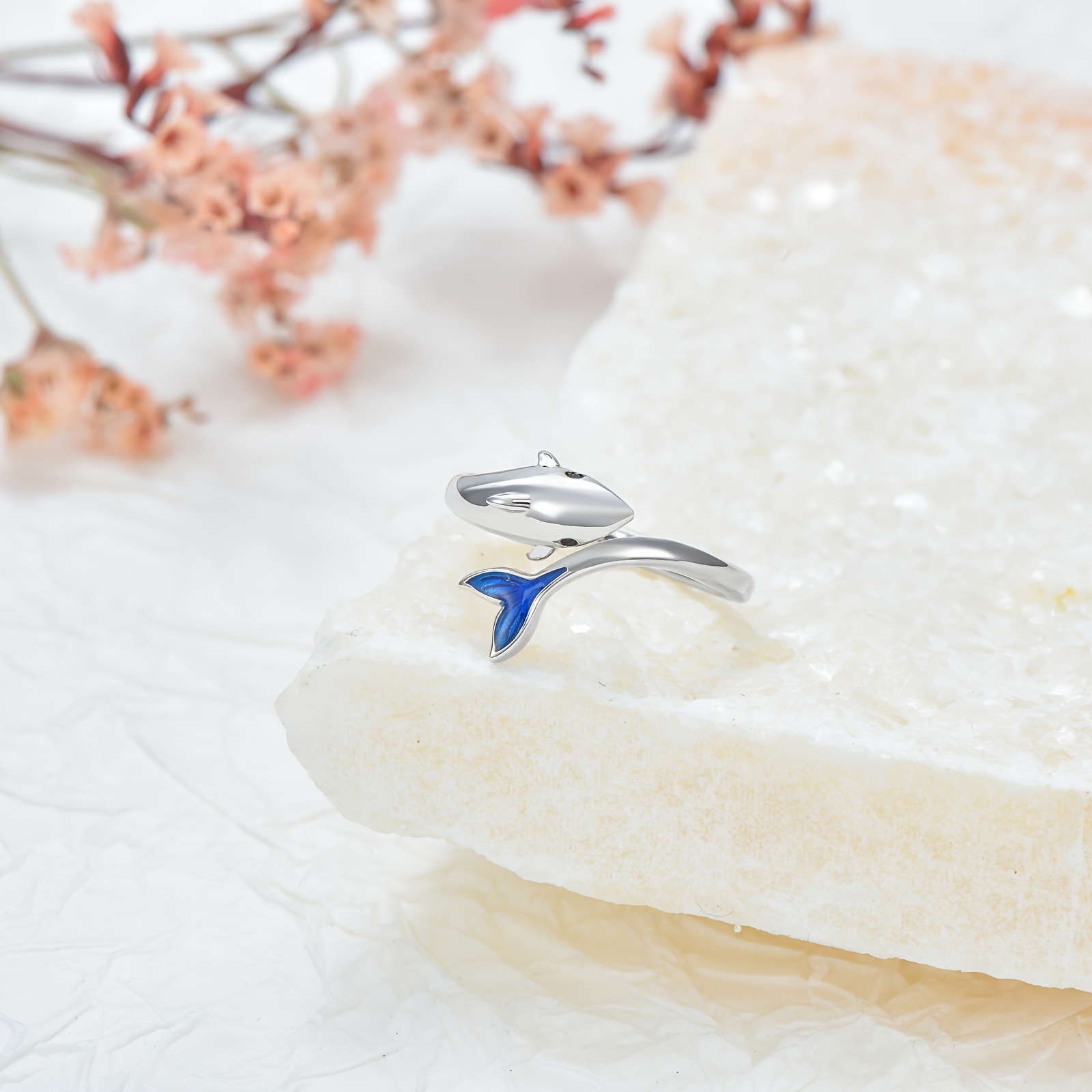 925 Sterling Silver Adjustable Dolphin Ring for Women